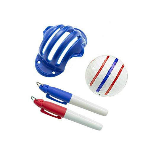 Keeplus Golfball Triple Track 3-Linien-Markierungsschablone ERC Chrome Soft Odyssey 2 Pen - Ausrichtungsmarkierungswerkzeug für Golf-Trainingsvorlagen (Radom-Farbe) von Keeplus