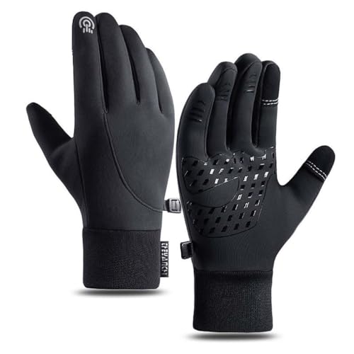 Keeplus Premium Thermo Gloves, Handschuhe Winterhandschuhe Winter Gloves Thermo Touchscreen Fahrradhandschuhe, Winddichte Laufhandschuhe rutschfeste Sporthandschuhe für Männer Frauen (Schwarz, XL) von Keeplus