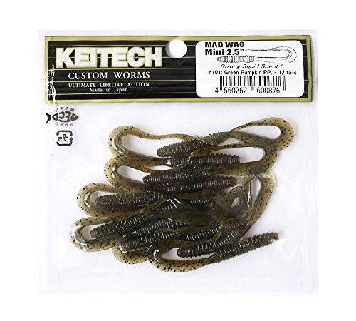Keitech GUMMIFISCH MAD Wag 6.5CM - 12ER Pack - Blister Pack of 12 Parts, Green Pumpkin, 101, 6.5 von Keitech