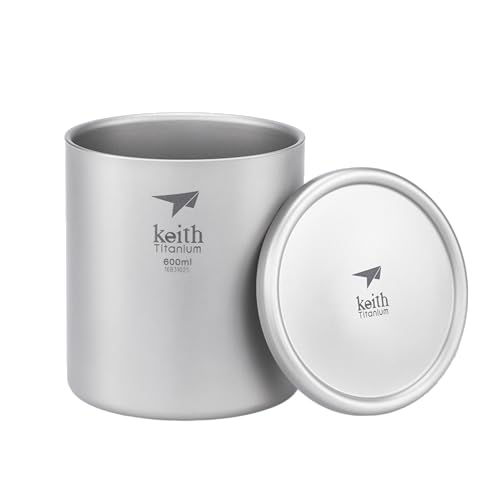 Keith Ti3307 Tasse, doppelwandig, Titan, mit Deckel von Keith