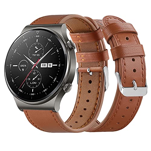 Armbänder Leder Uhrenarmband für Huawei Watch GT2 Pro Leder Armband für Herren Damen, Lederarmband für Huawei Watch GT2 Pro mit Metallschnalle aus Edelstahl (braun,22mm) von Kemikeji