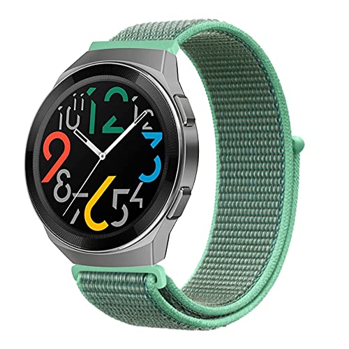 Kompatibel mit Huawei GT2e Armband Nylon Sport Loop Verstellbares Atmungsaktives Uhrenarmbänder für Huawei GT2e Fabric Nylon Weiches Ersatzarmband für Huawei GT2e (Pflanze grün,22mm) von Kemikeji