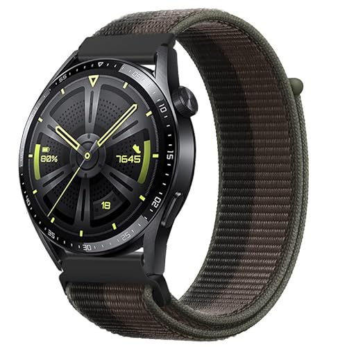 Kompatibel mit Huawei GT2e Armband Nylon Sport Loop Verstellbares Atmungsaktives Uhrenarmbänder für Huawei GT2e Fabric Nylon Weiches Ersatzarmband für Huawei GT2e (dunkelgrau,22mm) von Kemikeji