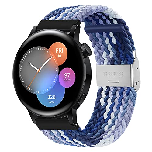 Nylon Armband Kompatibel mit Huawei Watch GT3 42mm Loop Nylon Sport Uhrenarmband für Huawei Watch GT3 42mm mit Metallschnalle aus Edelstahl Armbänder für Herren Damen (Blaubeere,20mm) von Kemikeji