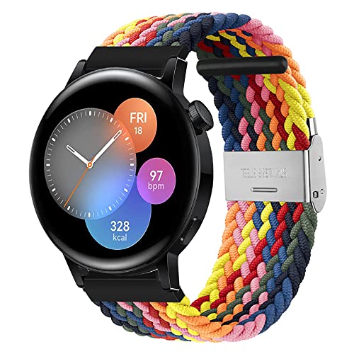 Nylon Armband Kompatibel mit Huawei Watch GT3 42mm Loop Nylon Sport Uhrenarmband für Huawei Watch GT3 42mm mit Metallschnalle aus Edelstahl Armbänder für Herren Damen (Farbe,20mm) von Kemikeji