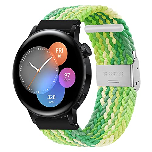 Nylon Armband Kompatibel mit Huawei Watch GT3 42mm Loop Nylon Sport Uhrenarmband für Huawei Watch GT3 42mm mit Metallschnalle aus Edelstahl Armbänder für Herren Damen (Limette,20mm) von Kemikeji