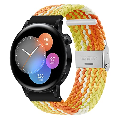 Nylon Armband Kompatibel mit Huawei Watch GT3 42mm Loop Nylon Sport Uhrenarmband für Huawei Watch GT3 42mm mit Metallschnalle aus Edelstahl Armbänder für Herren Damen (Orange,20mm) von Kemikeji