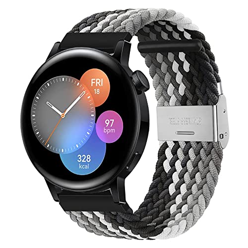 Nylon Armband Kompatibel mit Huawei Watch GT3 42mm Loop Nylon Sport Uhrenarmband für Huawei Watch GT3 42mm mit Metallschnalle aus Edelstahl Armbänder für Herren Damen (Schokolade,20mm) von Kemikeji