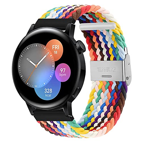Nylon Armband Kompatibel mit Huawei Watch GT3 42mm Loop Nylon Sport Uhrenarmband für Huawei Watch GT3 42mm mit Metallschnalle aus Edelstahl Armbänder für Herren Damen (irisierend,20mm) von Kemikeji