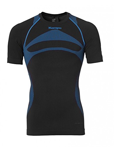 Kempa Erwachsene Bekleidung Teamsport Attitude Pro Shortsleeve T-Shirt, Schwarz/Kempablau, M/L von Kempa