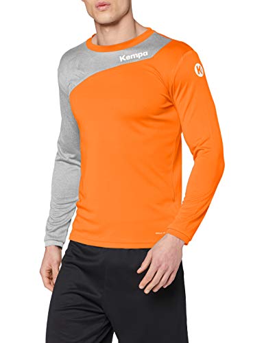 Kempa Herren Core 2.0 Langarmshirt, Fresh orange/Dark grau me, 3XL von Kempa