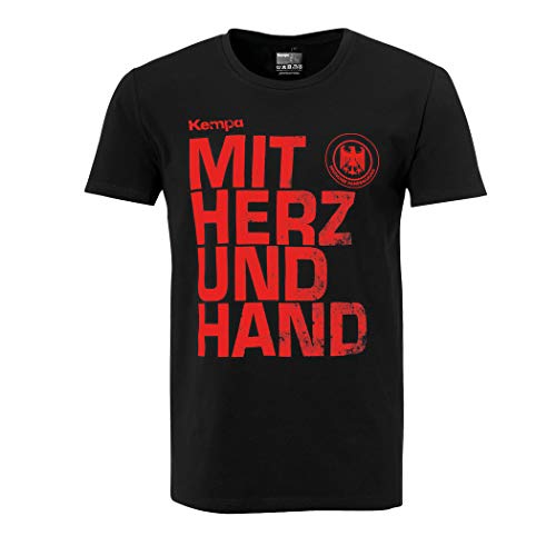 Kempa Herren Mit Herz und Hand T-Shirt, schwarz, XXL von Kempa