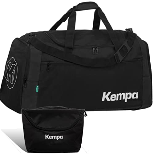 Kempa Sporttasche L schwarz 68,5 x 30 x 35 cm - 75L + Kempa Waschtasche von Kempa