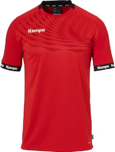 Kempa Wave 26 Shirt Herren Jungen Sportshirt Kurzarm T-Shirt Funktionsshirt Handball Gym Fitness Trikot - elastisch und atmungsaktiv, Rot/Chilirot, 116 von Kempa