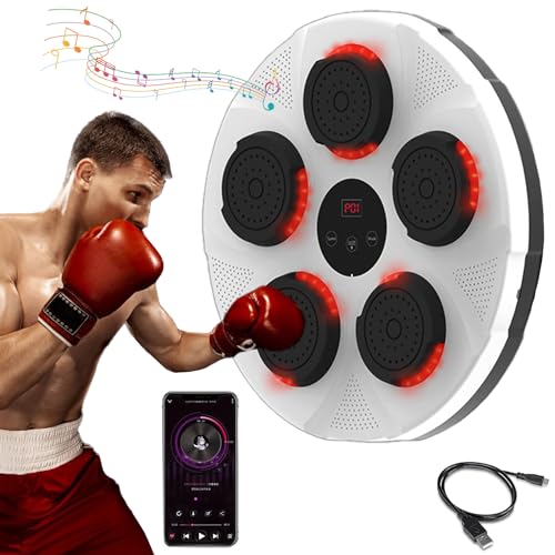 Music Bluetooth Boxing Machine,Musik Elektronischer Box mit LED,USB Wiederaufladbar Boxmaschine,Dekompression für Kinder und Erwachsene, beschleunigt die Hand-Auge-Reaktion und Koordination,Weiß von Kensbro