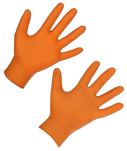 Keron Nitril Einmalhandschuh X-Grip 240Mm, 50 St, Gr. L, Orange von Keron