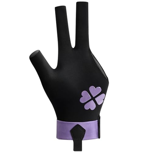 Kexpery 3-Finger-Billard-Trainingshandschuhe, Verstellbarer Billardhandschuh for die Linke Hand, Pool-Handschuh, rutschfest, dehnbar, for Männer und Frauen (lila, S, Linke Hand) von Kexpery