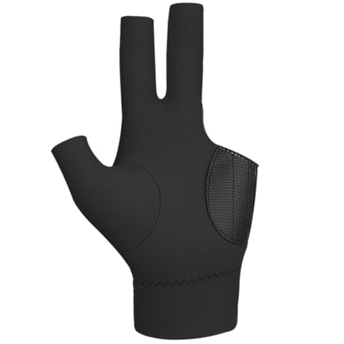 Kexpery 3-Finger-Pool-Handschuhe, atmungsaktiv, für Links- und Rechtshänder, Billardhandschuhe, Billard-Zubehör, für Damen und Herren, Schwarz links von Kexpery