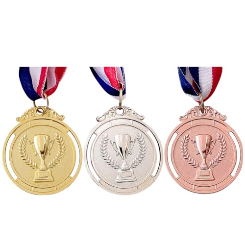 Kexpery 3-teiliges Gold-Bronze-Medaillen-Set, Siegermedaillen, 5,1 cm, Sportbelohnungen, Wettbewerbsauszeichnungen aus Zinklegierung for Sportschulwettbewerbe von Kexpery