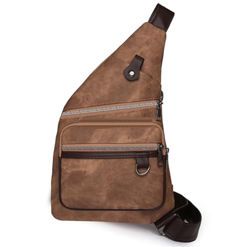 Kexpery Anti-Diebstahl-Brusttasche, Reisetasche, Crossbody-Tasche, großes Fassungsvermögen, PU-Leder, Anti-Dieb-Crossbody-Tasche, verstellbarer Riemen, mehrere Taschen für Outdoor-Reisen, braun, von Kexpery