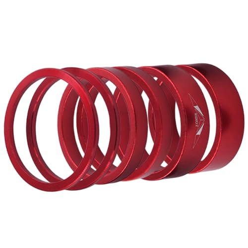 Kexpery Fahrrad-Headset-Ring, 2/5/10 mm, Headset-Abstandshalter, Vordergabel-Abstandshalter, Aluminiumlegierung, für 28,6 mm Vorderradgabel, Rot, 6 Stück von Kexpery