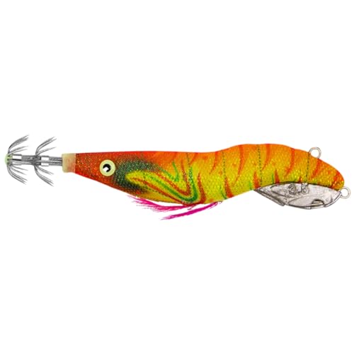 Kexpery Schwimmender Tintenfisch-Köder, 23 g, bionischer Garnelen-Kunstköder aus Holz, 130 mm, mit Haken zum Angeln von Tintenfischen, Oktopus (Stil E) von Kexpery