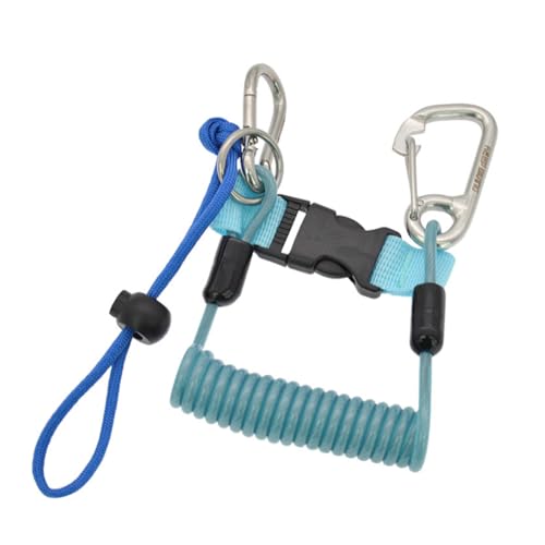 Kexpery Sicherheits-Tauch-Schlüsselband mit Schnellverschluss-Schnalle, Tauchspule für Landhof, Edelstahl, für Unterwasserkamera, Taschenlampe (Seeblau) von Kexpery