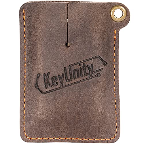 KeyUnity KA05 Handgenähte EDC Lederscheide, Kartenhüllen, Tasche Organizer Slip Beutel für Mini Brecheisen, KU01/KU02/KU03 Karabiner von KeyUnity