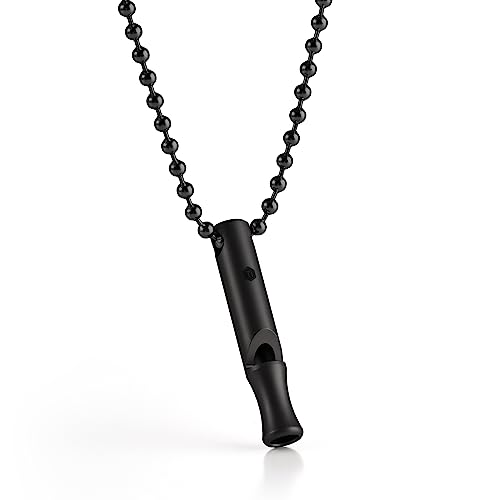 KeyUnity KA22 Titan Notfallpfeife mit Kette,Trillerpfeife Laut Notfall,Schiedsrichter Pfeife EDC Laute Signalpfeife 120db FüR Camping Im Freien, Wandern & Training (Black) von KeyUnity