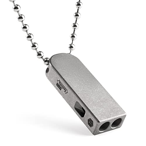 KeyUnity KA25L Titanium EDC Zweirohr-Notfallpfeife für den Außenbereich für Schlüsselanhänger, kommt mit einem Halsband (KA25L) von KeyUnity