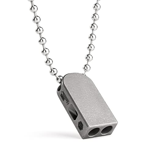 KeyUnity KA25M Titanium EDC Zweirohr-Notfallpfeife für den Außenbereich für Schlüsselanhänger, mit Halsband (KA25M) von KeyUnity