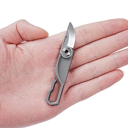 KeyUnity KK00 Taschenmesser Klappmesser Klein mit Schlüsselanhänger 0,98" Mini Titan EDC Messer mit Schlüsselring Camping Outdoor Messer für Männer Alltagstragen Notfall von KeyUnity