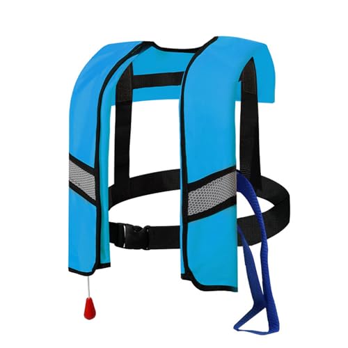 Rettungsweste 150N, Automatik Rettungsweste für Erwachsene, Automatische Schwimmweste, chwimmweste für Erwachsene Aufblasbar, ab 40kg, für Wassersport (Reflektierendes Blau) von KeyoGoS