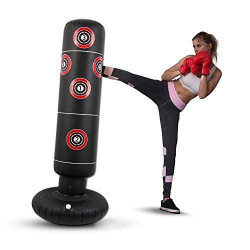 Boxsack für Erwachsene, aufblasbar, 160 cm, Boxsack, für Erwachsene, Punching Ball für Erwachsene, Schwerer Fuß, Fitnessausrüstung für Muay Thai Kickboxing Arts MMA (digital) von Keyohome