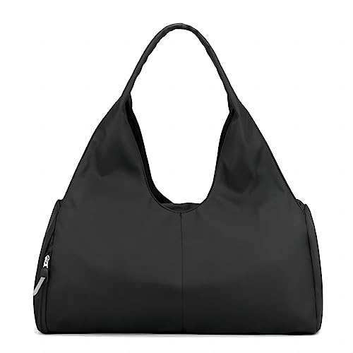 Herren und Damen - Sporttasche mit Schuhfach und Wet and Dry Weekend Travel Bag Casual Tote Foldable Gym Bag Shopping Bag Fashion Bag (Schwarz) von Keyoung