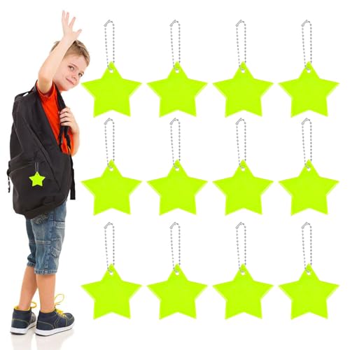 Keyubria Reflektierender Schlüsselanhänger für Kinder,Stern-reflektierender Anhänger | reflektierender Schlüsselanhänger in Sternform für Kinder - Hängender Reflektoranhänger mit Metallkette für von Keyubria
