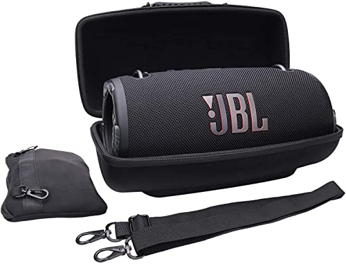 Khanka Hart Tasche für JBL Xtreme 3/2,mit Schulterriemen und ZubehörTasche Für JBL Xtreme 3/2 Musikbox portabler Bluetooth Speaker Lautsprecher Etui Case,Black von Khanka