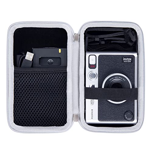 Khanka Kameratasche mit Fotoalbum für Fujifilm Instax Mini Evo Hybrid Sofortbildkamera & Fotodrucker 2-in-1 (Tasche+Fotoalbum, Schwarz) von Khanka