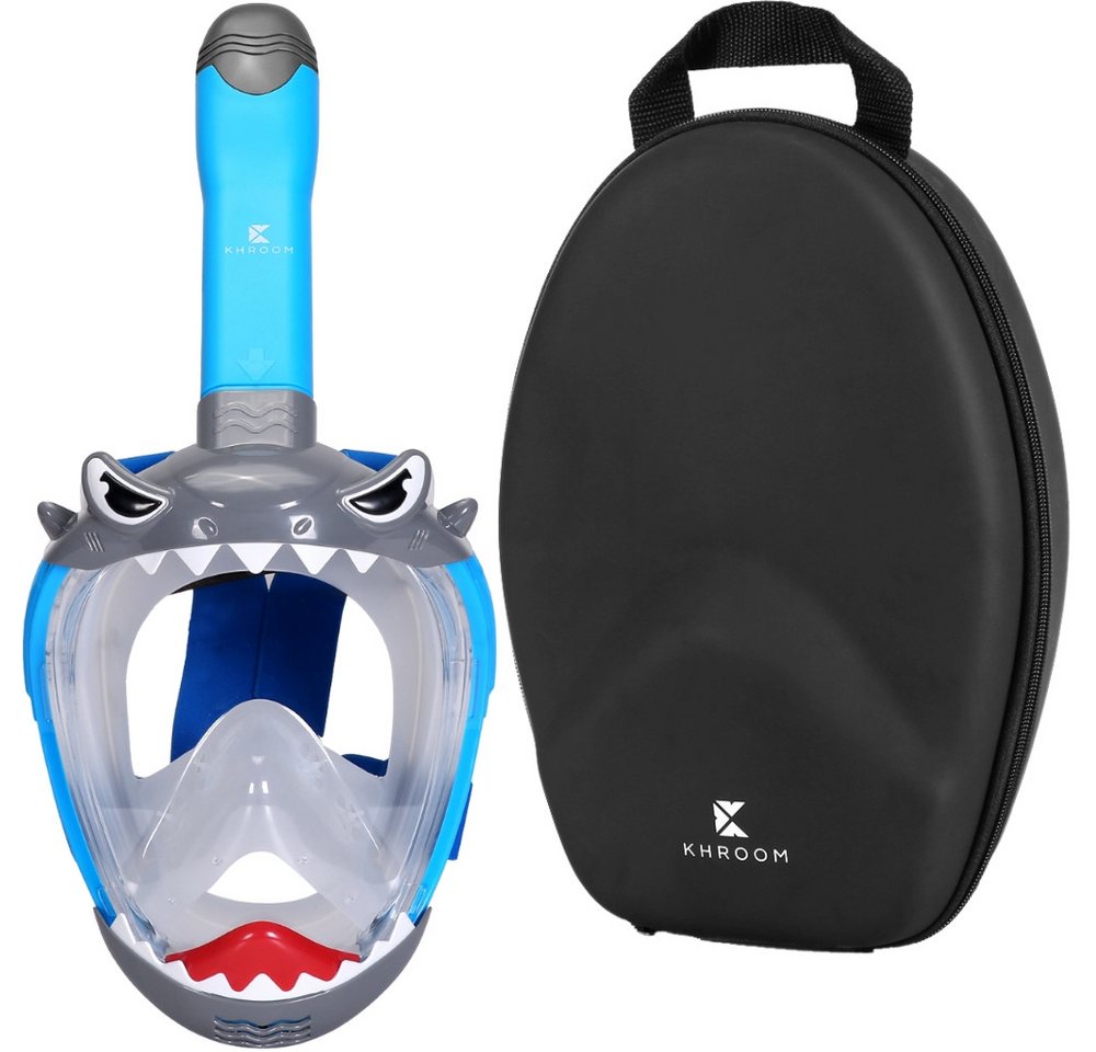 Khroom Schnorchel Schnorchelmaske für Kinder ab 3 J., Vollgesichtsmaske zum Schnorcheln (Vollmaske, Hai / Einhorn), Co2 sicher von Khroom