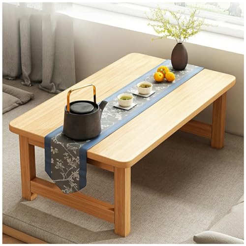 KiLoom PetterShop Couchtisch aus Holz, vielseitiger japanischer Bodentisch, Balkon-Teetisch, Wohnzimmer, niedriger Tisch, Laptop-Tisch, für Heimdekoration (Farbe: Log-Farbe, Größe: 100 x 40 x 35 cm) von KiLoom