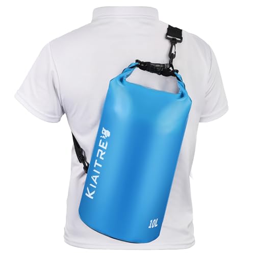 Kiaitre Dry Bag, wasserdichte Tasche mit Schultergurt, 5L 10L 20L Roll Top Wasserdichter Beutel Rucksack für Bootfahren, Rafting, Schwimmen,Snowboarding,Kajak Fahren von Kiaitre