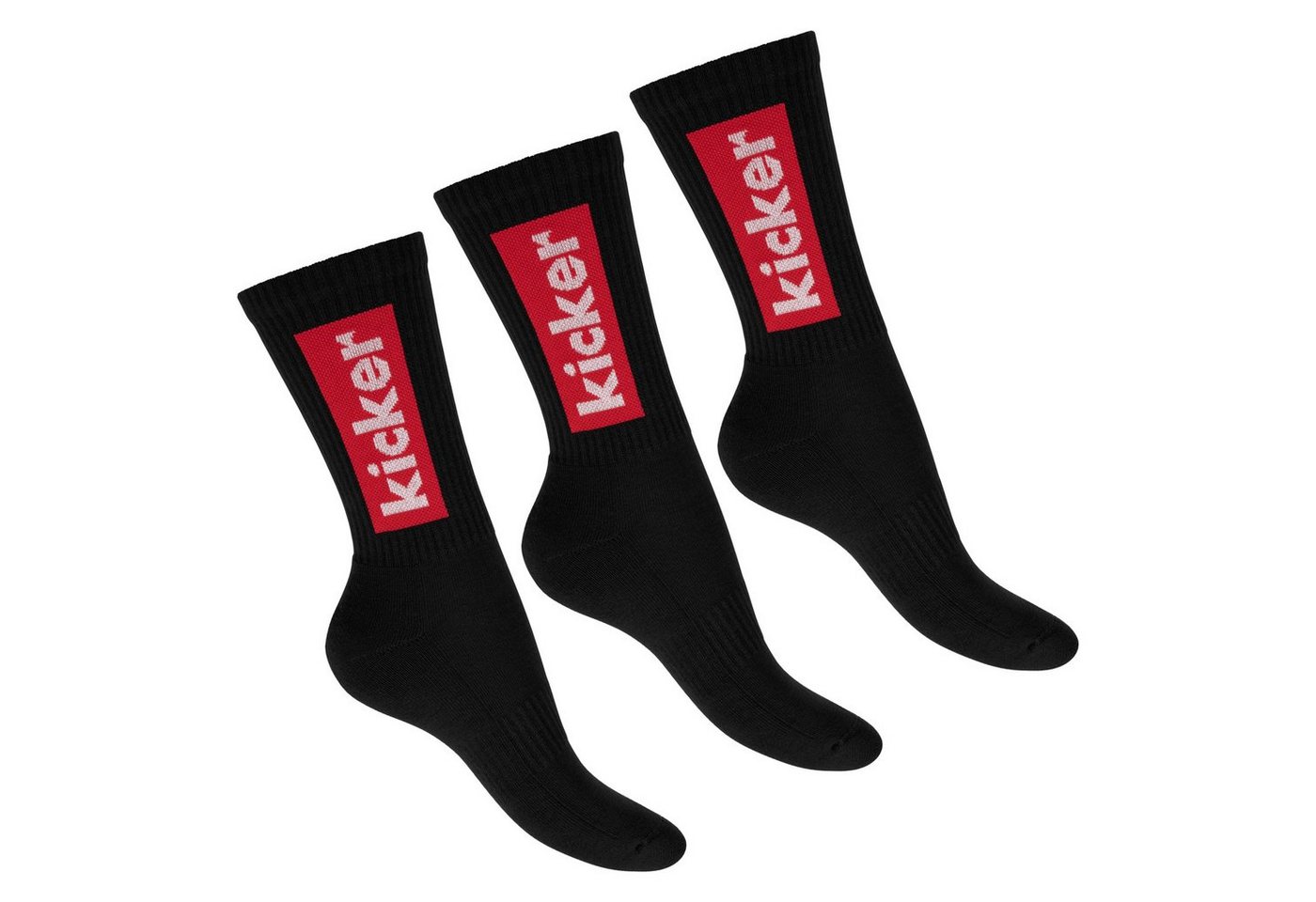 Kicker Tennissocken kicker Damen & Herren Crew Socks (3 Paar) Schwarz 35-38 (3-Paar) von Kicker