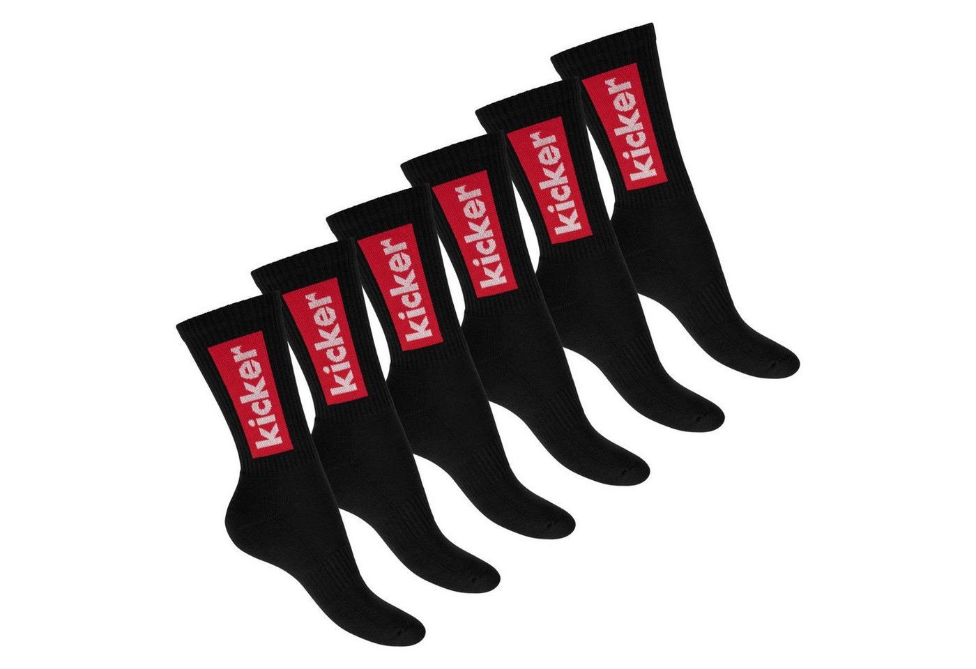 Kicker Tennissocken kicker Damen & Herren Crew Socks (6 Paar) Schwarz 35-38 (6-Paar) von Kicker