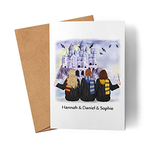 Kiddle-Design 3 Beste Freunde Karte Hexe Zauberer Magie Personalisiert Freundinnen Geschenke BFF Freundinnen Geschenk Geburtstagskarte von Kiddle-Design