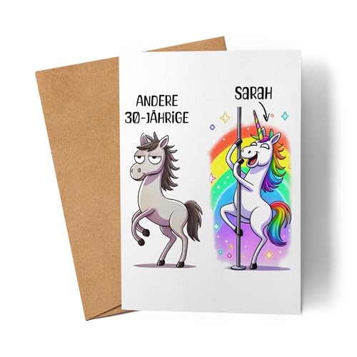 Kiddle-Design Geburtstagskarte Personalisiert 30. Geburtstag - Andere 30 Jährige Du - 30. Geburtstag lustig witzige Karte Frau Frauen Einhorn - Karte Geburtstag von Kiddle-Design