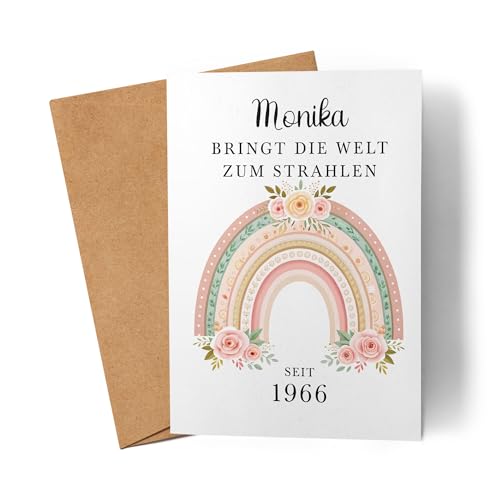 Kiddle-Design Karte Personalisiert 59. Geburtstag - Bringt die Welt zum Strahlen seit 1966-59ter Geburtstag schöne Geburtstagskarte Frau Regenbogen Spruch - Faltkarte von Kiddle-Design