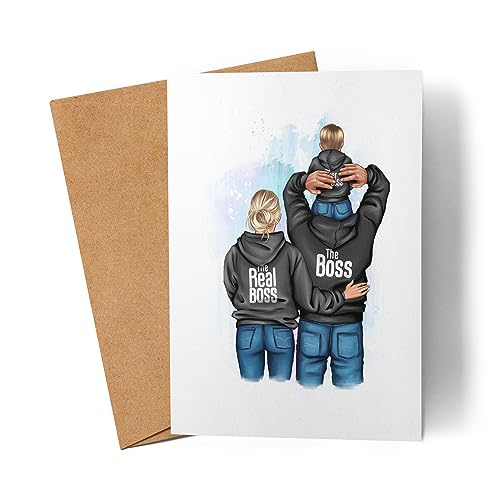 Kiddle-Design Muttertag & Vatertag Karte Personalisiert | Einzigartiges Geschenk für deinen Partner | Familien-Geschenk mit liebevollem Motiv von Kiddle-Design