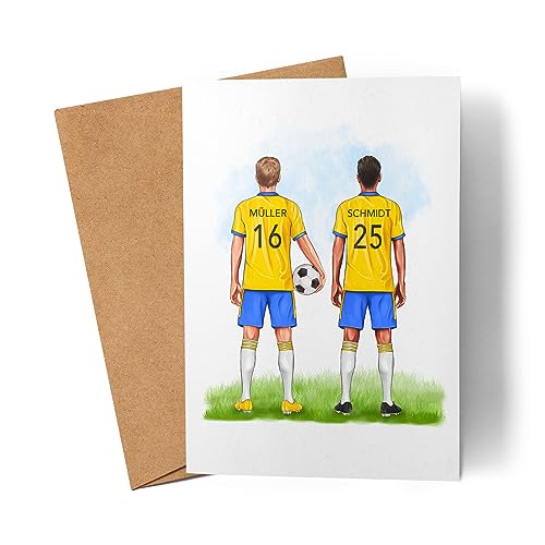 Kiddle-Design Personalisierte Fußball Karte | Mit Name und Nummer | Geschenk für besten Kumpel Trainer Fußballer | Beste Freunde Bester Trainer Grußkarte von Kiddle-Design