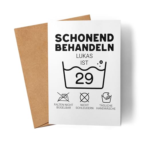 Kiddle-Design Personalisierte Karte 29. Geburtstag - Schonend behandeln das Gute Stück ist 29-29ter Geburtstag Lustige Geburtstagskarte Mann Frau, Geldgeschenk von Kiddle-Design