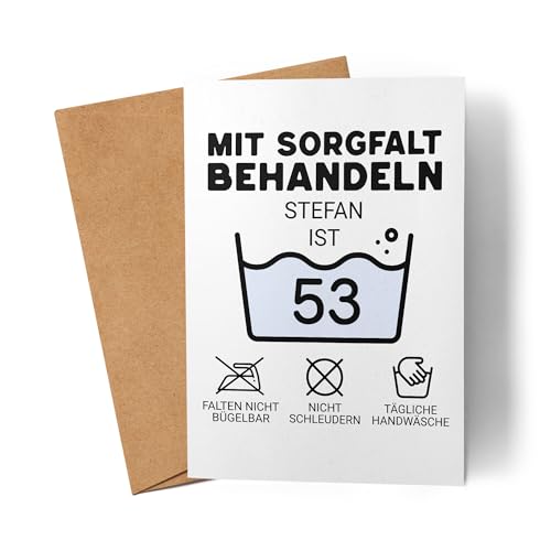 Kiddle-Design Personalisierte Karte 53. Geburtstag - Mit Sorgfalt behandeln das Gute Stück ist 53-53ter Geburtstag Lustige Geburtstagskarte Mann Frau von Kiddle-Design